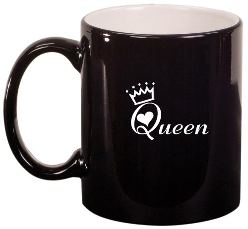 Black Ceramic Coffee Tea Mug Queen with Crown