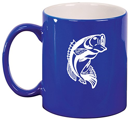 Ceramic Coffee Tea Mug Cup Bass Fish (Blue)