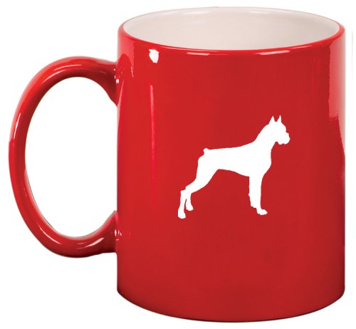 Red Ceramic Coffee Tea Mug Boxer Dog