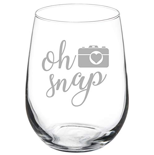 Wine Glass Goblet Oh Snap Funny Camera Picture Photographer (17 oz Stemless)