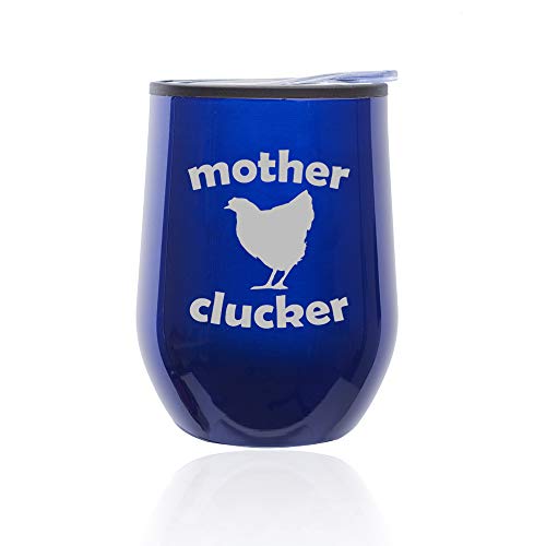 Stemless Wine Tumbler Coffee Travel Mug Glass With Lid Mother Clucker Hen Chicken Funny
