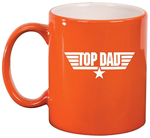Ceramic Coffee Tea Mug Cup Top Dad Father (Orange)