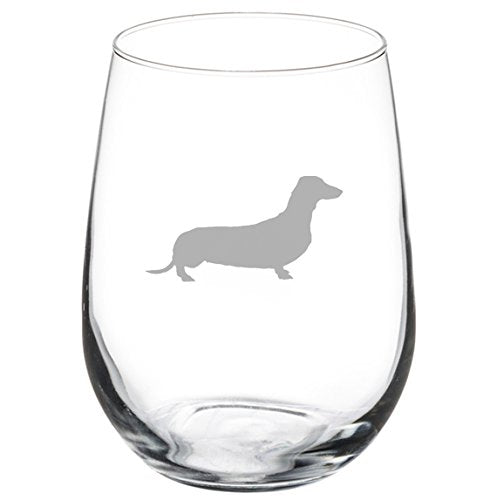 17 oz Stemless Wine Glass Dachshund Dog,MIP