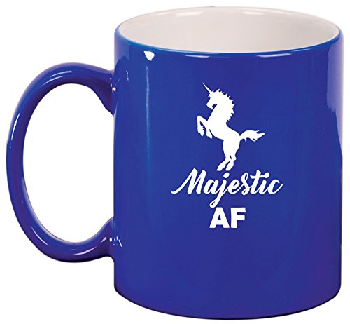 Ceramic Coffee Tea Mug Cup Majestic AF Unicorn (Blue)