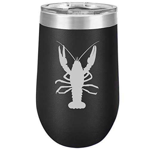 16 oz Double Wall Vacuum Insulated Stainless Steel Stemless Wine Tumbler Glass Coffee Travel Mug With Lid Lobster
