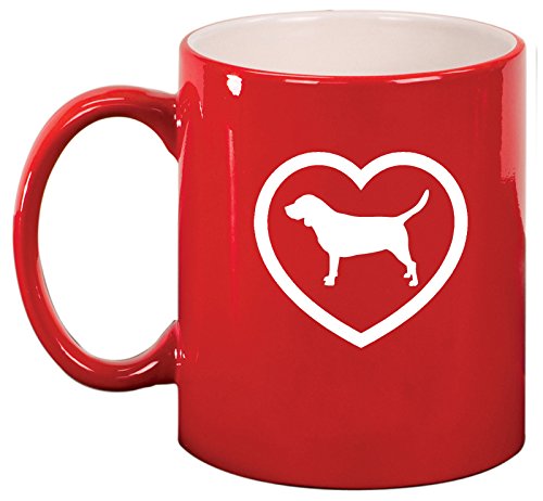 Ceramic Coffee Tea Mug Cup Beagle Heart (Red)