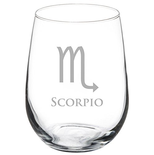 Wine Glass Goblet Horoscope Zodiac Birth Sign (17 oz Stemless, Scorpio),MIP