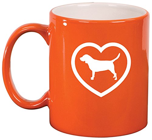 Ceramic Coffee Tea Mug Cup Beagle Heart (Orange)