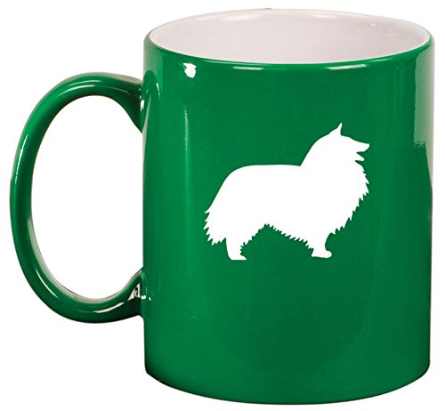 Ceramic Coffee Tea Mug Cup Shetland Sheepdog (Green)