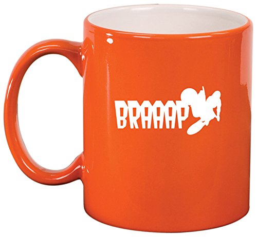 Ceramic Coffee Tea Mug Cup Dirt Bike BRAAAP (Orange)
