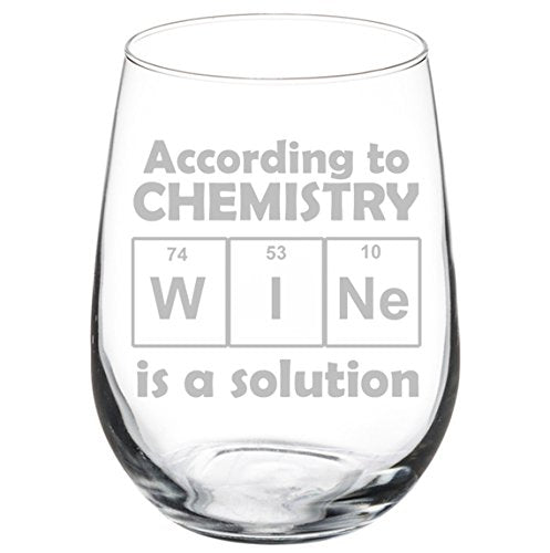 Wine Glass Goblet Funny Geek Nerd Science According To Chemistry Wine Is A Solution (17 oz Stemless)