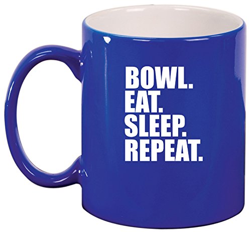 Ceramic Coffee Tea Mug Cup Bowl Eat Sleep Repeat (Blue)
