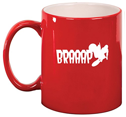 Ceramic Coffee Tea Mug Cup Dirt Bike BRAAAP (Red)
