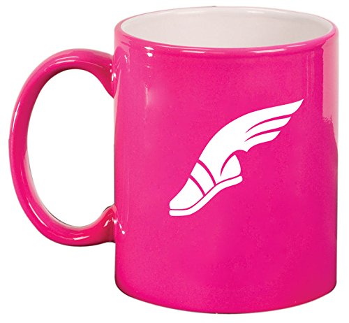 Ceramic Coffee Tea Mug Track and Field Wing Shoe (Hot Pink)