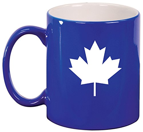 Ceramic Coffee Tea Mug Cup Maple Leaf (Blue)