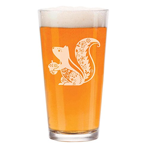 16 oz Beer Pint Glass Fancy Squirrel