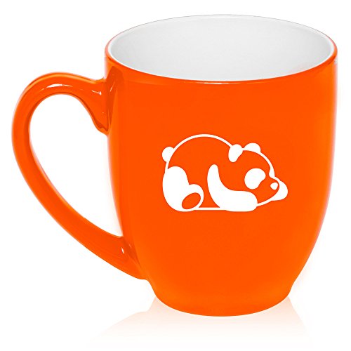 16 oz Large Bistro Mug Ceramic Coffee Tea Glass Cup Lazy Panda (Orange)