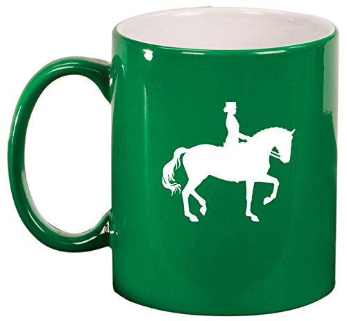 Ceramic Coffee Tea Mug Cup Dressage Horse With Rider (Green)