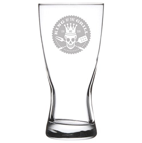 15 oz Beer Pilsner Glass King of the Grill Skull