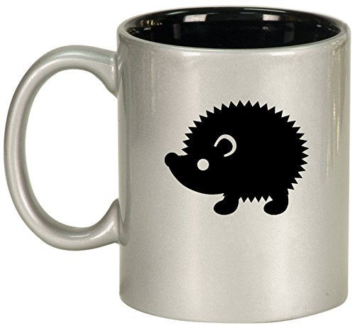Ceramic Coffee Tea Mug Cup Hedgehog (Silver)
