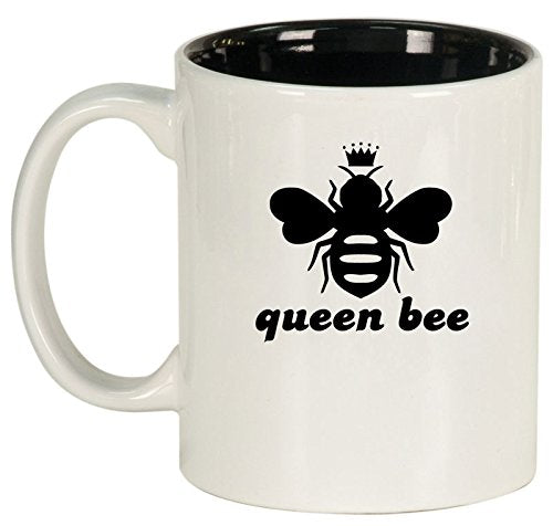 Ceramic Coffee Tea Mug Cup Queen Bee (White)
