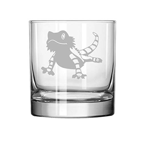 11 oz Rocks Whiskey Highball Glass Bearded Dragon Lizard