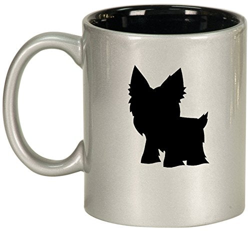 Ceramic Coffee Tea Mug Cup Yorkie (Silver)