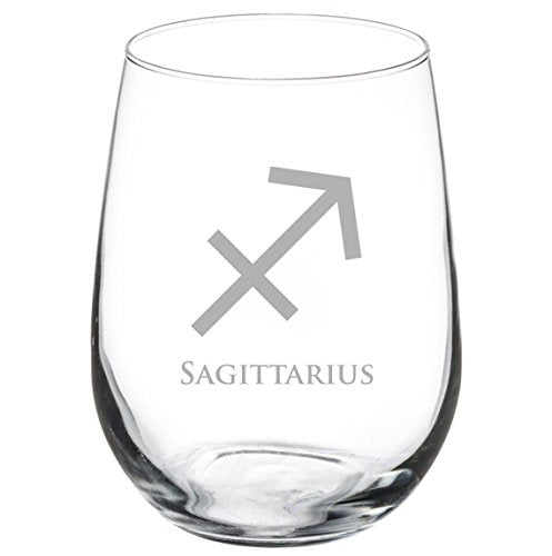 Wine Glass Goblet Horoscope Zodiac Birth Sign (17 oz Stemless, Sagittarius),MIP