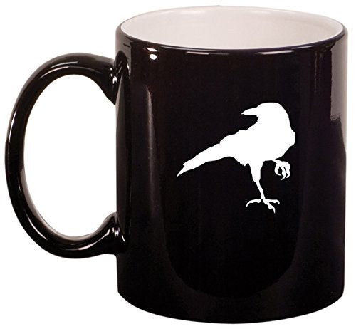 Ceramic Coffee Tea Mug Cup Crow Raven Blackbird (Black)