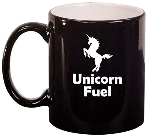 Ceramic Coffee Tea Mug Cup Unicorn Fuel (Black)