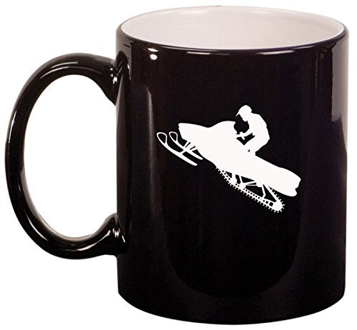 Ceramic Coffee Tea Mug Cup Snowmobile Rider (Black)