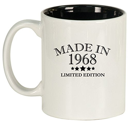 Ceramic Coffee Tea Mug Cup Made In 1968 Birthday 50th Birthday (White)