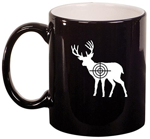 Ceramic Coffee Tea Mug Cup Deer with Bullseye (Black)