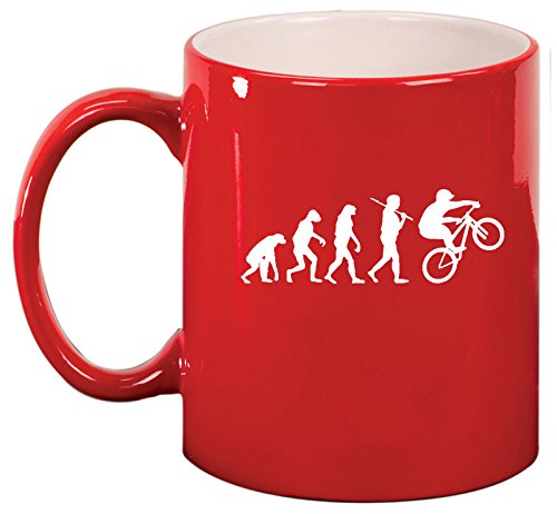 Ceramic Coffee Tea Mug Cup Evolution Mountain BMX Bike (Red)