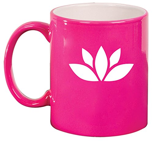 Ceramic Coffee Tea Mug Cup Yoga Lotus Icon (Pink)