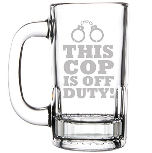 12oz Beer Mug Stein Glass Funny Police Sheriff Trooper Retirement This Cop Is Off Duty