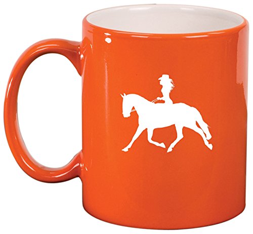 Ceramic Coffee Tea Mug Cowgirl Riding Horse (Orange)