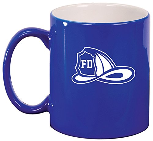 Ceramic Coffee Tea Mug Cup Firefighter Helmet (Blue)