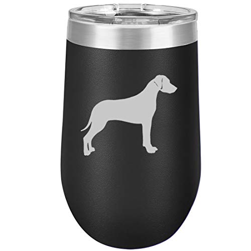16 oz Double Wall Vacuum Insulated Stainless Steel Stemless Wine Tumbler Glass Coffee Travel Mug With Lid Rhodesian Ridgeback (Black)