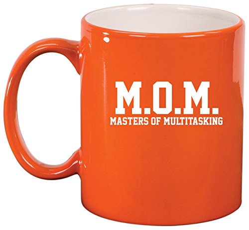 MOM Masters of Multitasking Ceramic Coffee Tea Mug Cup (Orange)