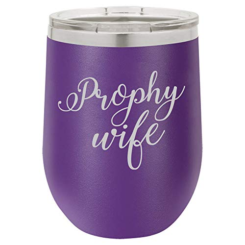 12 oz Double Wall Vacuum Insulated Stainless Steel Stemless Wine Tumbler Glass Coffee Travel Mug With Lid Prophy Wife Dental Hygienist Dentist Assistant RDH (Purple)