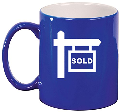Ceramic Coffee Tea Mug Cup Real Estate Agent Sold (Blue)