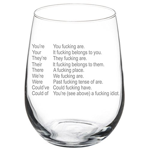 Wine Glass Goblet Funny Grammar Key (17 oz Stemless)