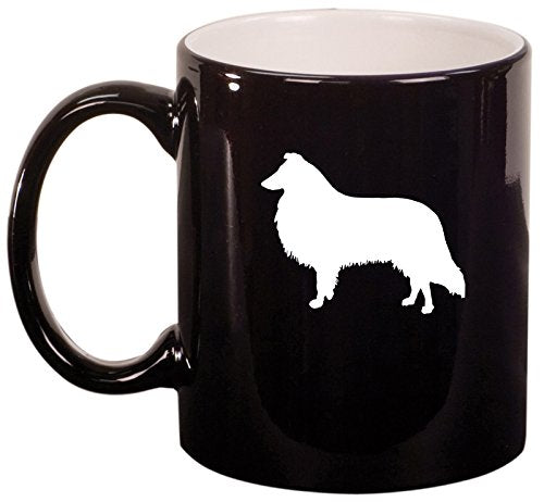 Ceramic Coffee Tea Mug Cup Collie (Black)