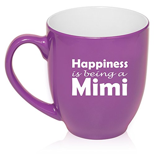 16 oz Large Bistro Mug Ceramic Coffee Tea Glass Cup Happiness Is Being A Mimi (Purple)