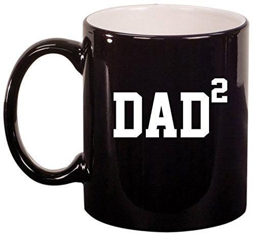 Ceramic Coffee Tea Mug Cup DAD x2 Squared Father Of 2 (Black)