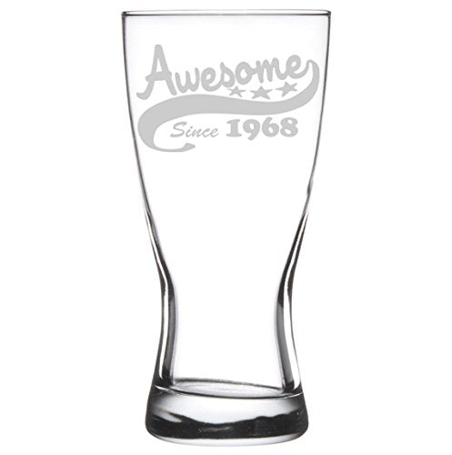 15 oz Beer Pilsner Glass Funny 50th Birthday Awesome Since 1968