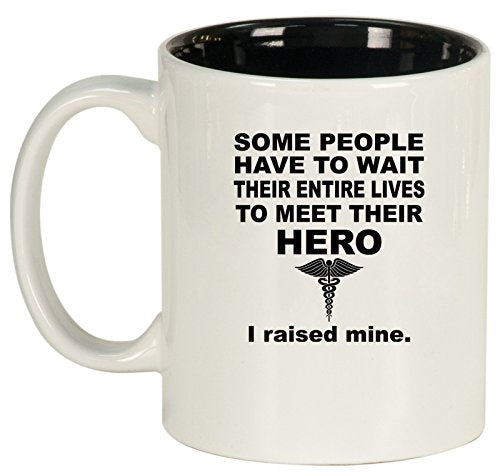 Ceramic Coffee Tea Mug Cup Hero Mom Dad - Nurse EMT Doctor Medical (White)