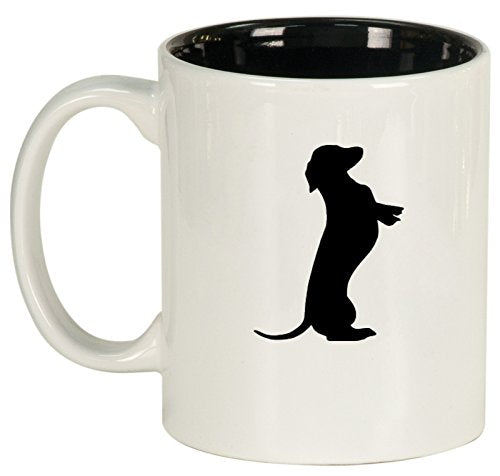 Ceramic Coffee Tea Mug Cup Dachshund Standing (White)