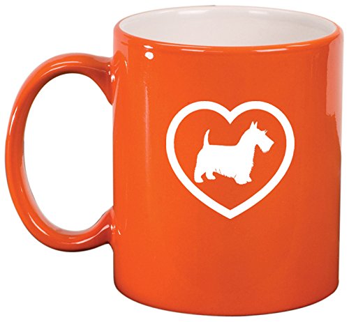 Ceramic Coffee Tea Mug Scottie Heart (Orange)